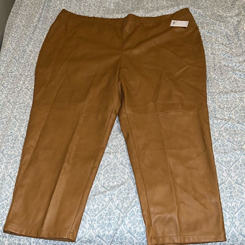 NWT Sonoma x Denise Bidot Tobacco Camel leather pants size 4X 4XL